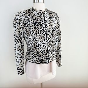 Maggy London Petites 100% Silk Animal Print Cropped Jacket Size 2P
